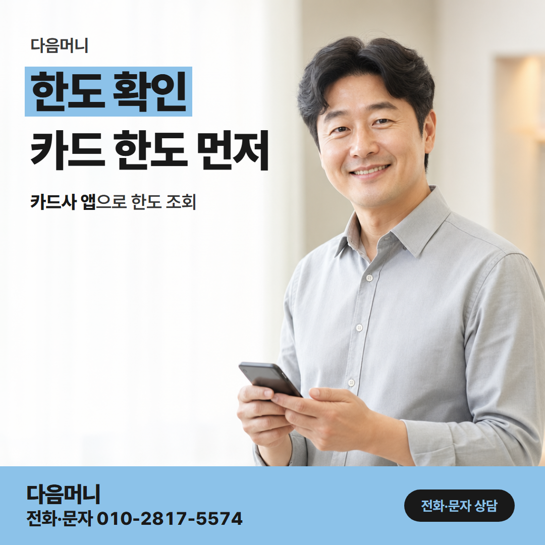 다음머니 보증금 신용카드 대출 보증금에 모자란 금액과 남은 한도